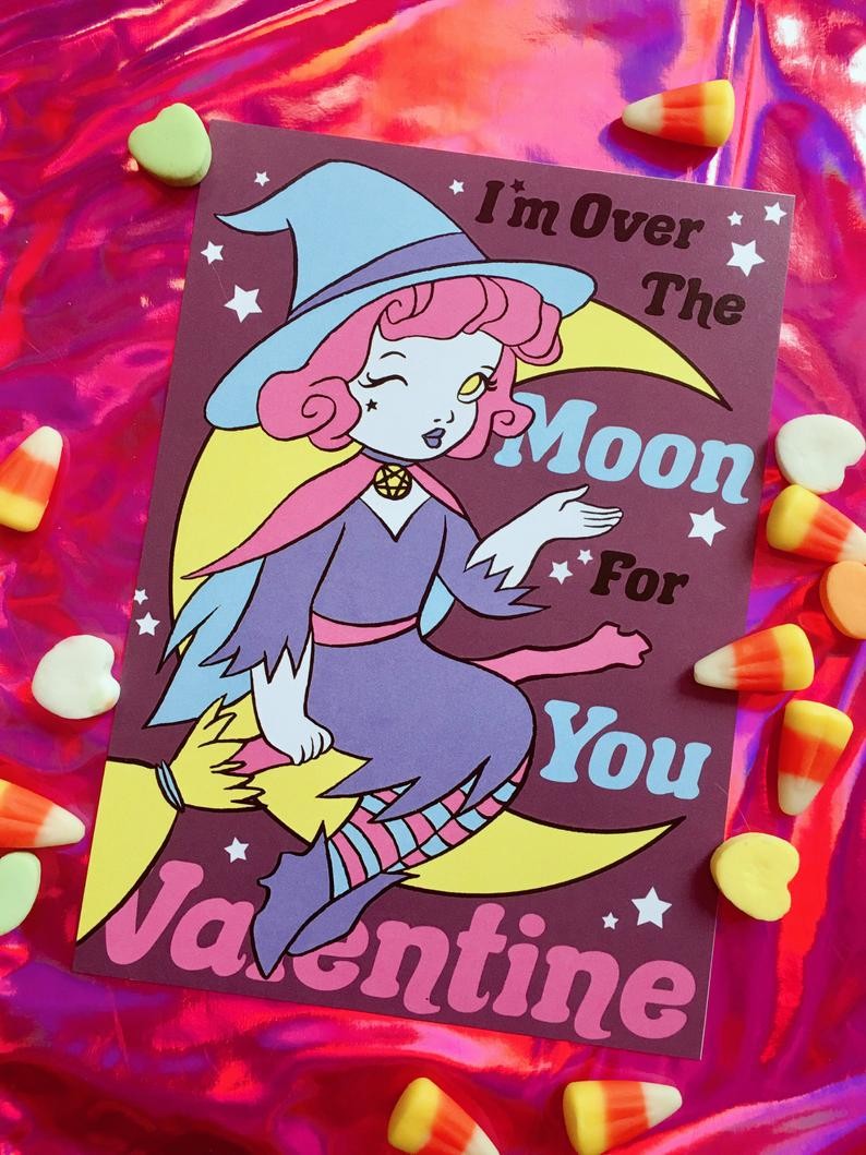 Val-O-Ween Postcards: Over The Moon