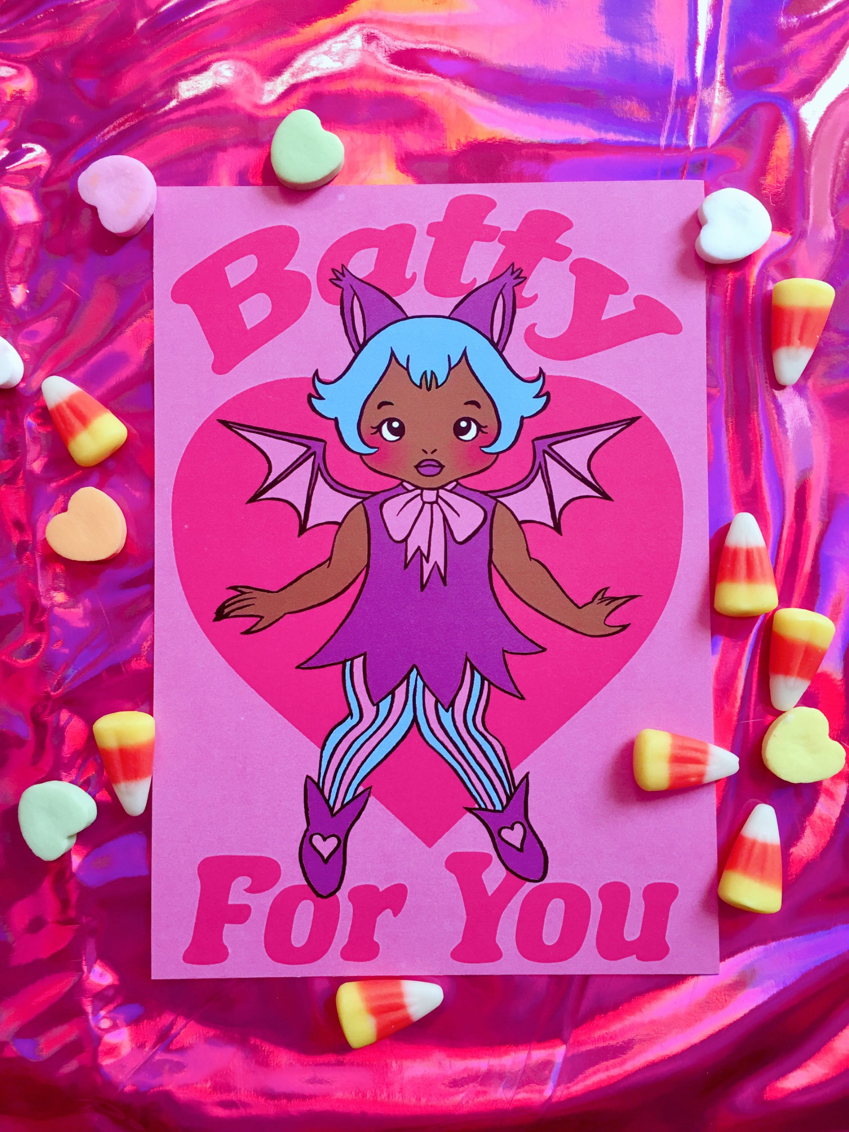 Val-O-Ween Postcards: Batty For You
