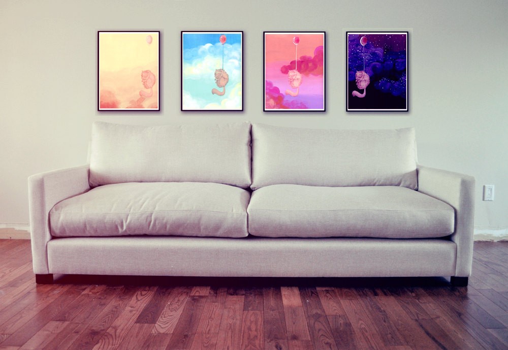 Four Floating Kitties Art Print Series